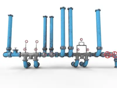 Pipeline2 pipes and valves 3D model