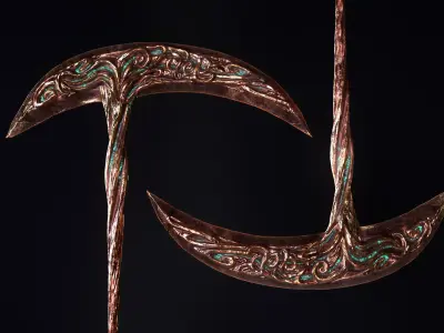 Scythe Melee Weapon Low-poly 3D model