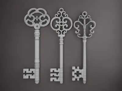 Skeleton keys 3pcs Low-poly 3D model