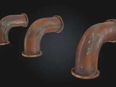 Rusty Pipe Trio Aged Industrial Pipe Set  3D model