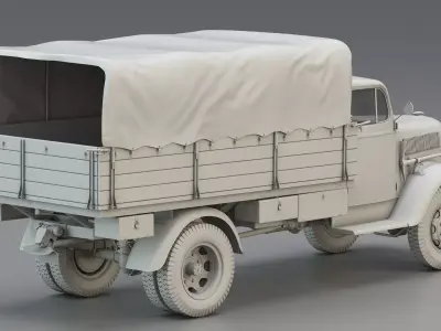 WWII German Army Cargo Truck 3t 3D model