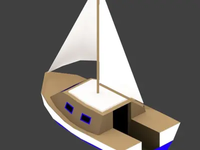 Medium Size Sailing Boats Low-poly 3D model