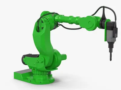 Robotic Arm for Precision Drilling Green Rigged for Cinema 4D 3D model