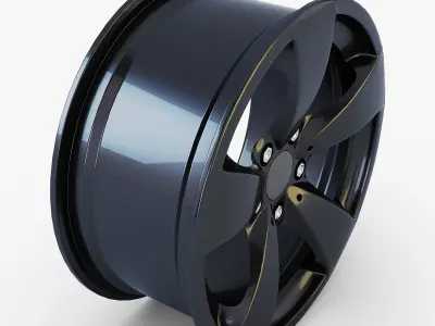 Style 138 wheel black Mid Poly Low-poly 3D model