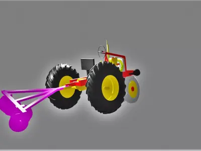 Old Small Tractor with Disc Free 3D model