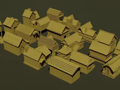 3D Medieval building Pack 3D model