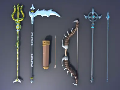 Free Low Poly Fantasy RPG Weapons Free low-poly 3D model