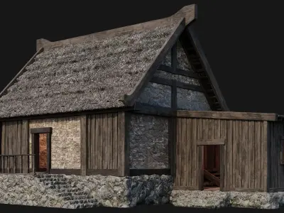 Old House Building 4K Textures GameReady 199 Low-poly 3D model