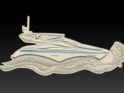 Yacht Suitable for embossing Hot Foil Technique 3D model