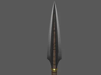 Spear sword with gold handle Low-poly 3D model