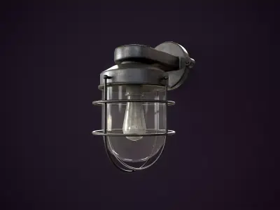 Industrial Wall Lamp Low-poly 3D model