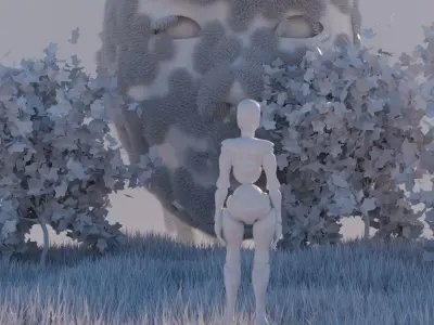 Sci-fi Futuristic forest style Low-poly 3D model
