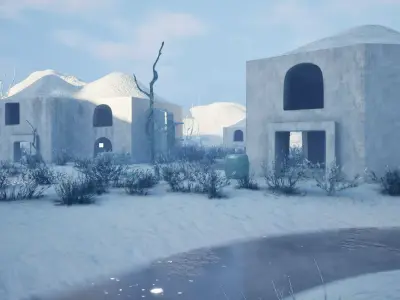 Abandoned Village In A Misty Landscape 3D model