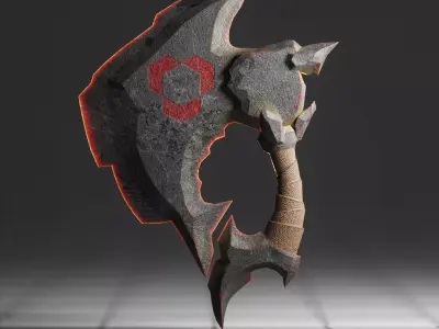 Stone hand ax Low-poly 3D model