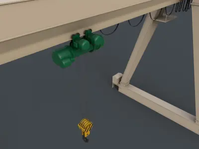 PBR Single Girder Gantry Crane V1 - WHITE Low-poly 3D model