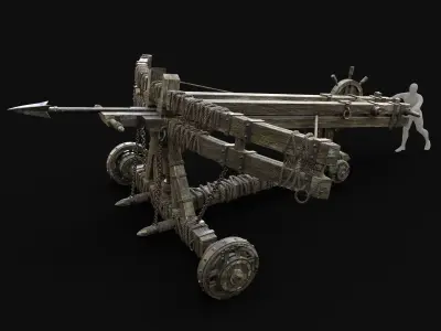 WAR MACHINE BALLISTA MEDIEVAL SIEGE ENGINE WAR BATTLE WEAPON Low-poly 3D model