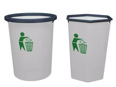 Trashcan two plastic trash cans 3D model