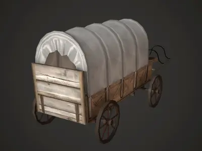 Wagon Low Poly covered Low-poly 3D model