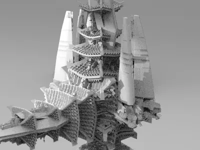 Cyberpunk Emperor Towers Split Dimentions  3D model