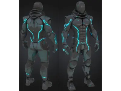 Sci Fi Tactical Cyborg Low-poly 3D model