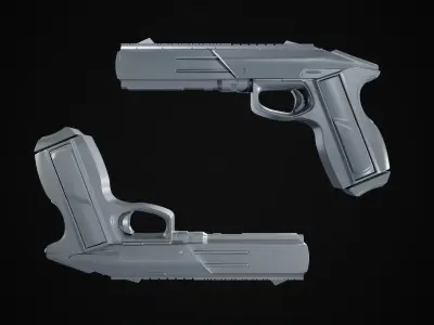 Q-Fang Futuristic Pistol  Low-poly 3D model