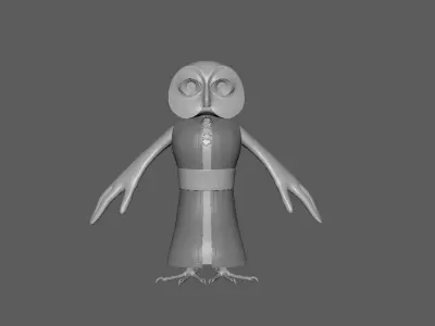  Cartoon Owl- base mesh Low-poly 3D model