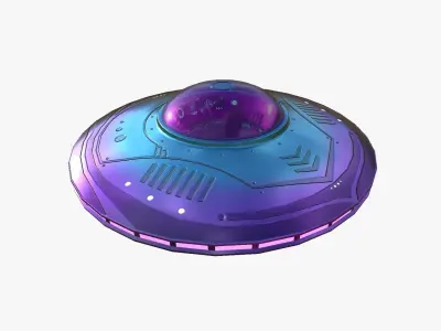 Alien Spaceship UFO B04 Purple Blue - Sci Fi Spacecraft Design Low-poly 3D model
