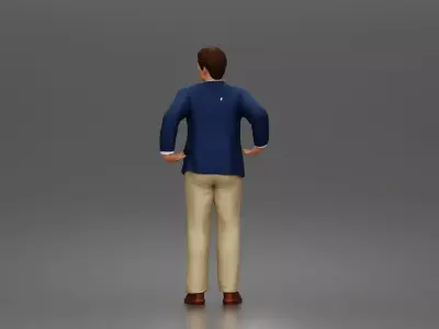 Businessman Character Standing Pose in Casual Suit and Shoes 3D print model