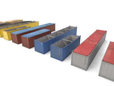 Open Top Containers 3D model