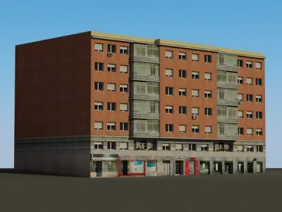 Building apartment in city Low-poly 3D model purchase