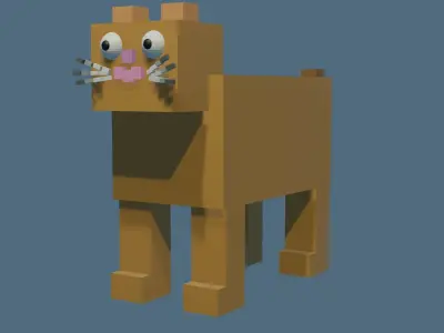3DCat minecraft pixel cat Low-poly 3D model