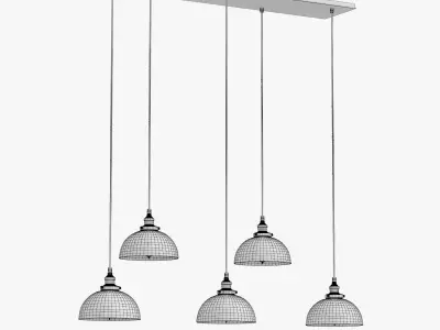 FACTORY FILAMENT CLEAR GLASS DOME RECTANGULAR PENDANT 3D model