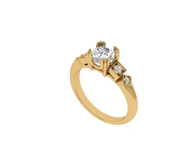 Solitaire Engagement Ring 3D print model 81