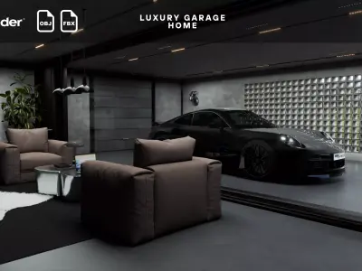 Luxury Car Garage Home Blender Project File Textured  3D model