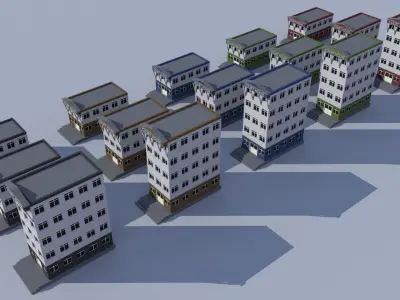 Cartoon Building Low Poly Building Commercial Courthouse Low-poly 3D model