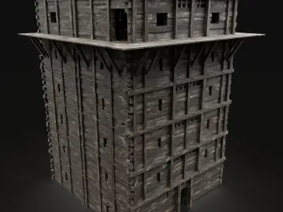 MEDIEVAL WATCHTOWER SCOUT TOWER VILLAGE GUARD WAREHOUSE BUILDING Low-poly 3D model