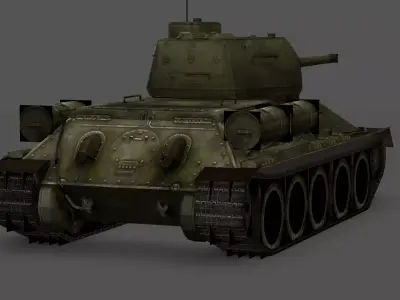 T-34-85 Tank 3D Model Low-poly 3D model