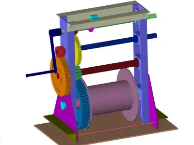 Hand winch 3D model