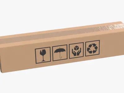 Cardboard Box 50x10x10 Closed 3D model