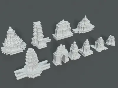 Ruin Ancient Temple - Khmer Architecture Pack A Low-poly 3D model