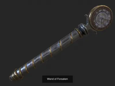 Low poly Fantasy Stylish Wand Bundle 3D Model Pack