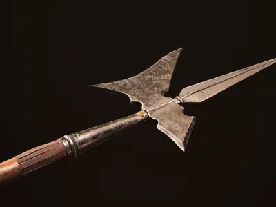 Medieval Halberd Game-ready Low-poly Low-poly 3D model
