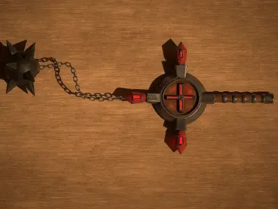 Game-Ready Blood Cross Flail Low-poly 3D model