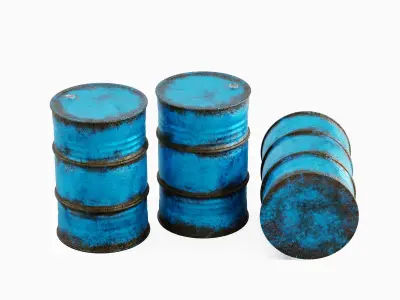 Used Steel Barrel 03 3D model
