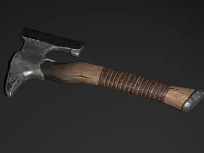 Medieval battle axe Low-poly 3D model get