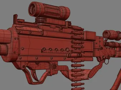 Machine Gun Low-poly 3D model 3