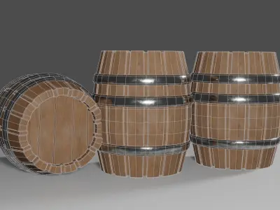 Barrel wooden barrels - wooden barrels Low-poly 3D model