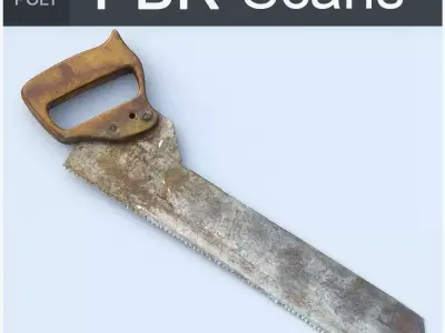 Handsaw High Poly old saw with wooden handle 3D model