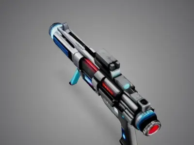 Futuristic Sci-Fi Laser Rifle Paint a sleek Low-poly 3D model