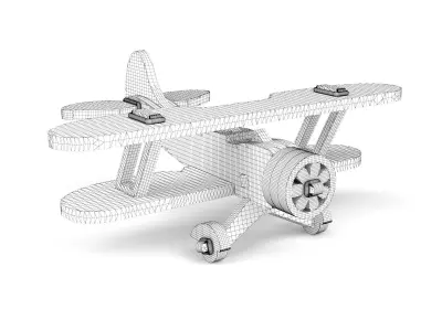 Wooden toy biplane 09 3D model